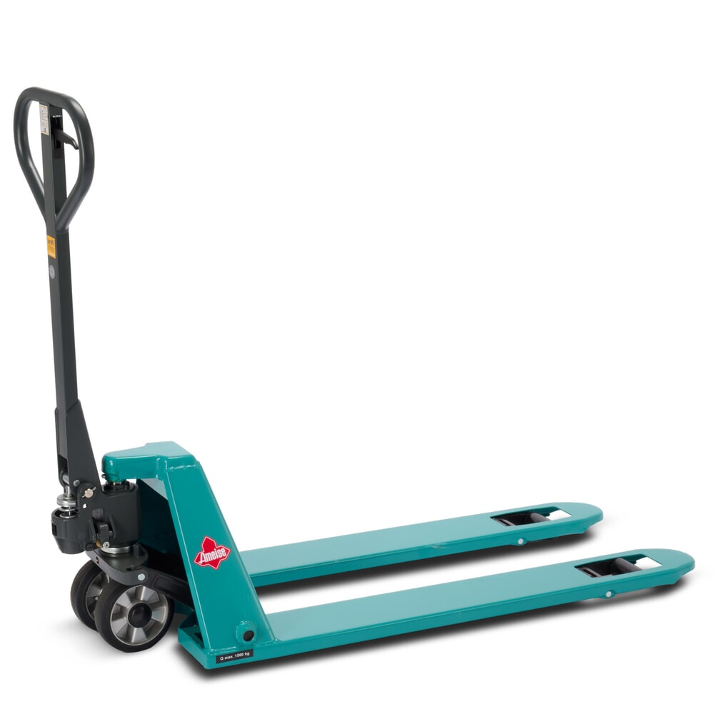 Termékkép: Ameise® PTM 1.5 Low, laposvillás kézi emelőkocsi, teherbírás 1500 kg, villahossz 1150 mm, tömörgumi/poliuretán kerekek