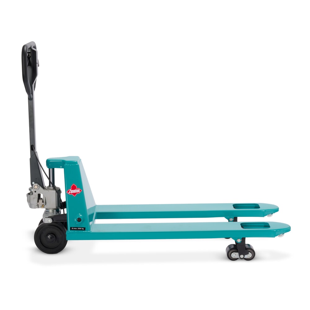 Termékkép száma 5: Ameise® PTM 2.5 kézi emelőkocsi kézifékkel, teherbírás 2500 kg, villahossz 1150 mm, tömörgumi/poliuretán kerekek, tandem görgők