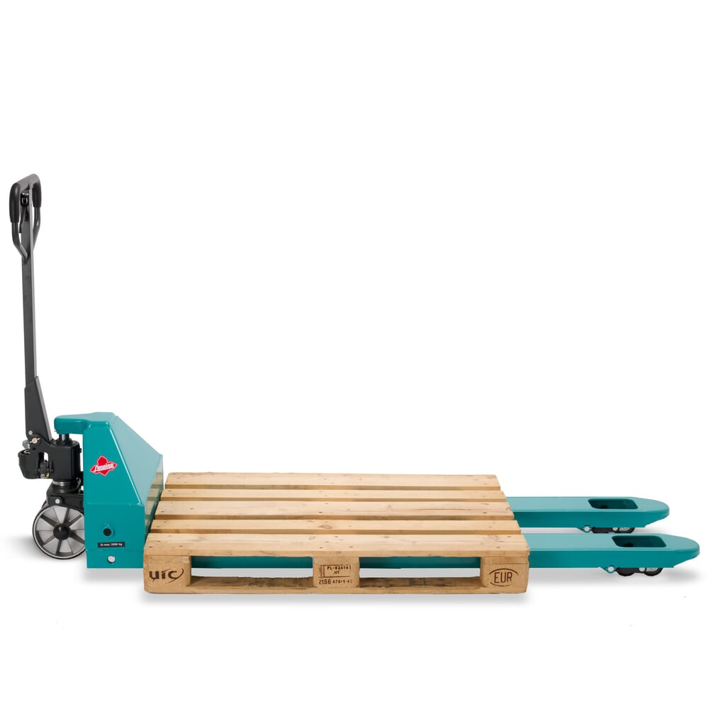 Termékkép száma 6: Ameise® PTM 3.5 kézi emelőkocsi, 3500 kg teherbírás, 1800 mm villahossz, poliuretán kerekek, tandem görgők