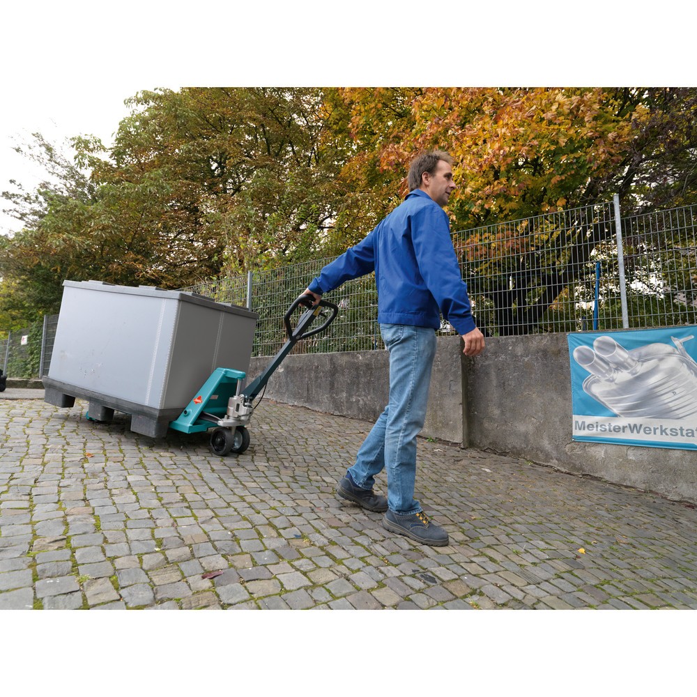 Termékkép száma 13: Ameise® PTM 2.5 kézi emelőkocsi kézifékkel, teherbírás 2500 kg, villahossz 1150 mm, tömörgumi/poliuretán kerekek, tandem görgők